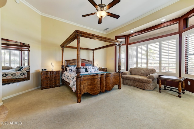 20609 N Canyon Whisper Dr, Surprise, AZ 85387 - bedroom featuring carpet floors, ornamental molding, baseboards, and visible vents