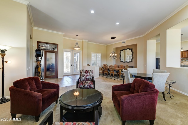 20609 N Canyon Whisper Dr, Surprise, AZ 85387 - living area with baseboards, ornamental molding, and french doors
