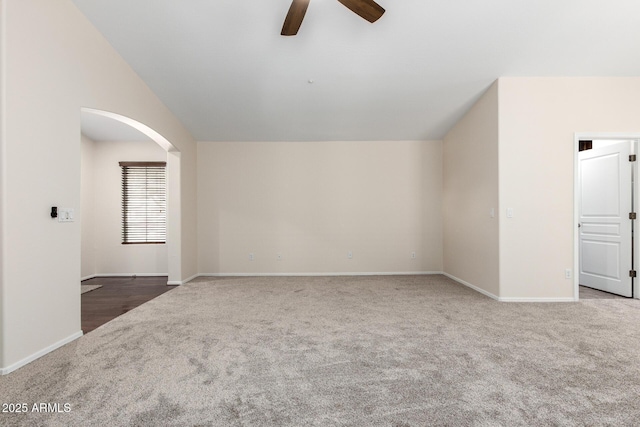 12838 W Desert Mirage Dr, Peoria, AZ 85383 - bonus room featuring carpet flooring, a ceiling fan, arched walkways, and baseboards