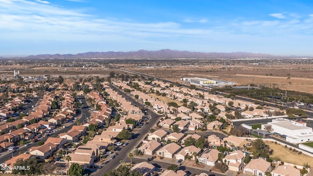 drone / aerial view featuring a mountain view