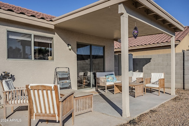 view of patio with an outdoor living space