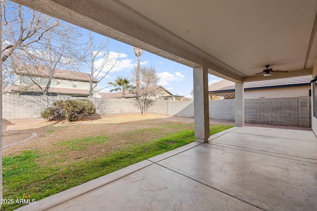 view of patio / terrace featuring ceiling fan