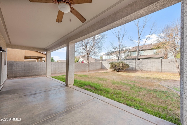 view of patio with ceiling fan