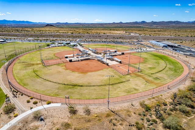 aerial view with a mountain view