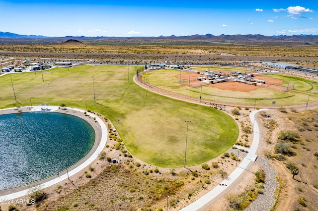 drone / aerial view with a mountain view