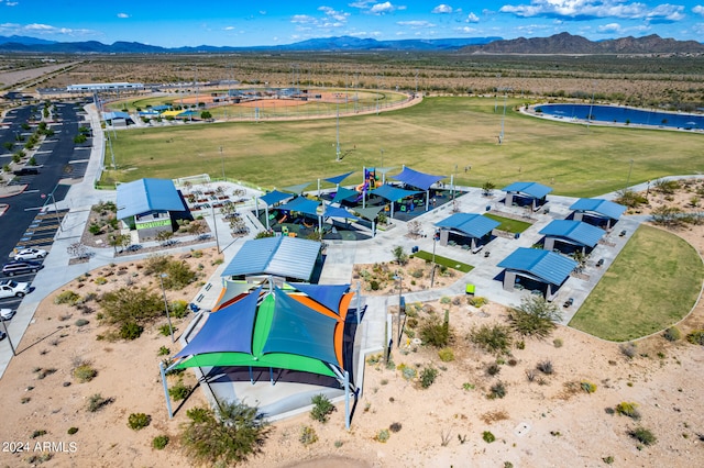 aerial view with a mountain view