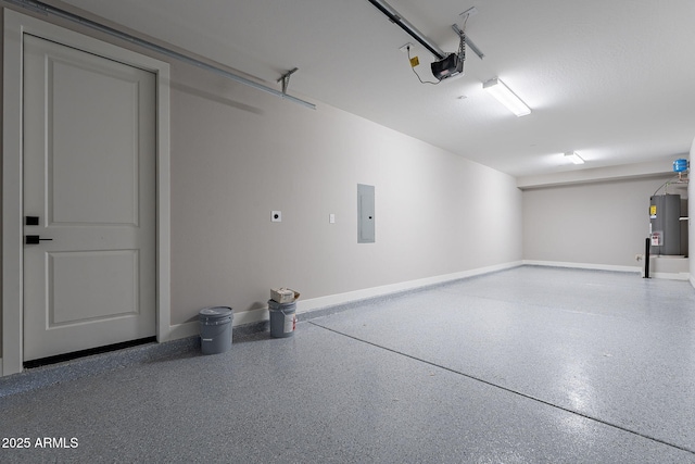 2121 W Sonoran Desert Dr Unit 95, Phoenix, AZ 85085 - garage featuring water heater, baseboards, a garage door opener, and electric panel
