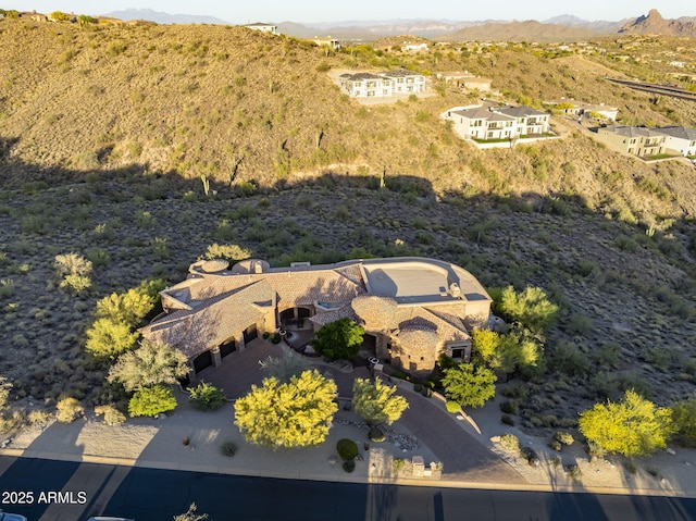 drone / aerial view with a mountain view