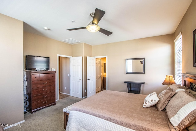 bedroom with carpet and ceiling fan