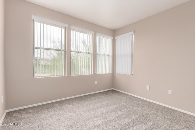 empty room featuring baseboards, carpet flooring, and a healthy amount of sunlight
