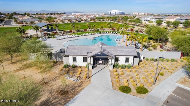 bird's eye view with a residential view