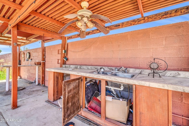 6217 W Orange Dr, Glendale, AZ 85301 - view of patio / terrace featuring ceiling fan and an exterior structure