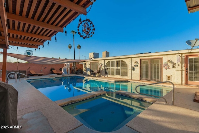 6217 W Orange Dr, Glendale, AZ 85301 - view of pool featuring a water slide, a patio, and a pool with connected hot tub