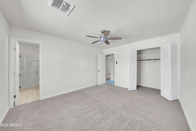 8146 N 17th Dr, Phoenix, AZ 85021 - unfurnished bedroom with carpet, a closet, baseboards, connected bathroom, and a ceiling fan