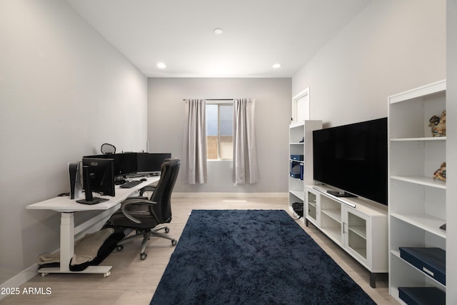 22421 N 34th St, Phoenix, AZ 85050 - office with light wood-style flooring, baseboards, and recessed lighting