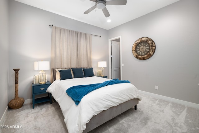 22421 N 34th St, Phoenix, AZ 85050 - bedroom featuring baseboards, ceiling fan, recessed lighting, and light colored carpet