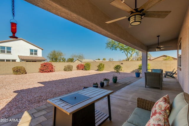 view of patio / terrace with ceiling fan