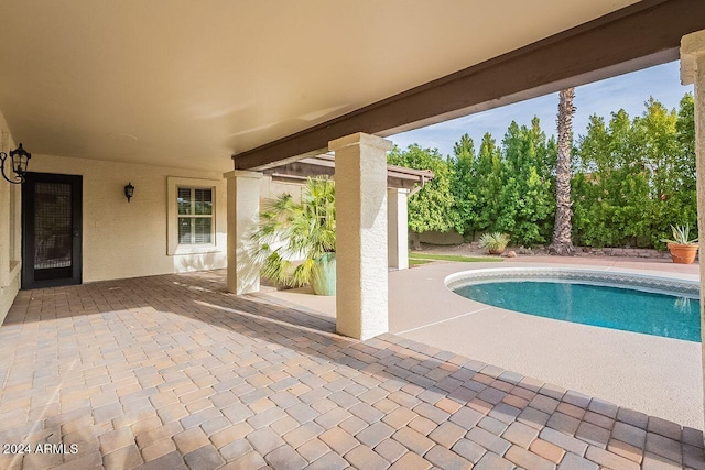 view of pool featuring a patio area