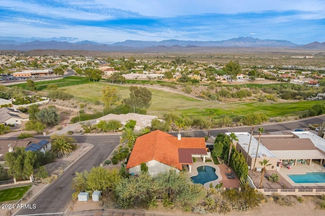 drone / aerial view with a mountain view