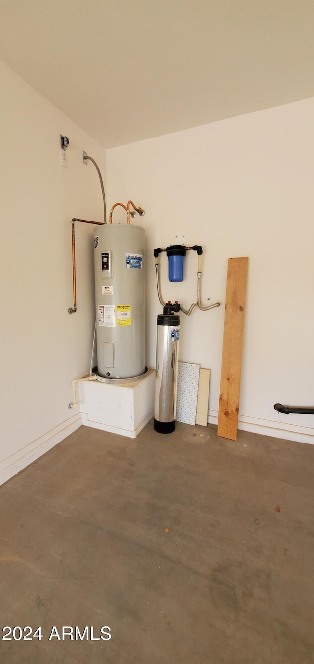 utility room with water heater