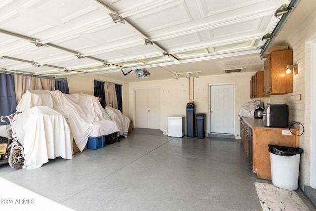 garage with a garage door opener