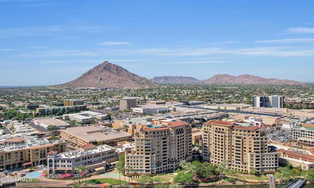 drone / aerial view with a mountain view