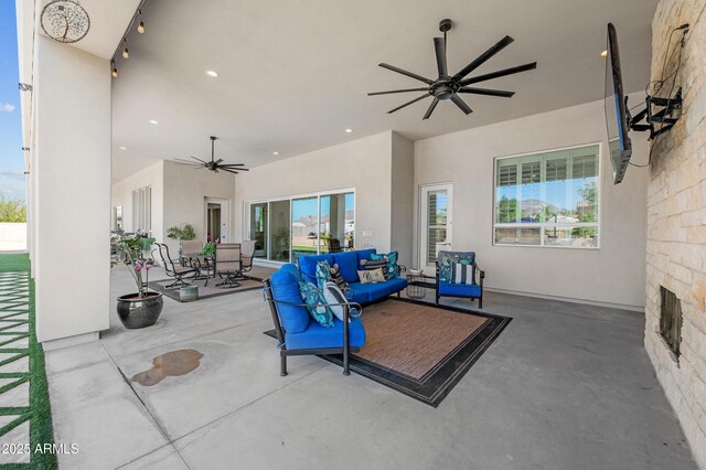 10448 E Glencove St, Mesa, AZ 85207 - view of patio featuring an outdoor hangout area and ceiling fan