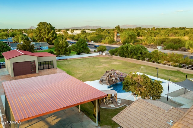 exterior space featuring a mountain view