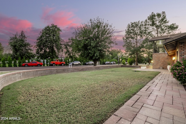 view of yard at dusk