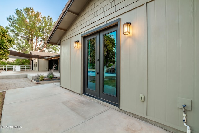 doorway to property with french doors and a patio