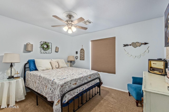 bedroom with carpet and ceiling fan