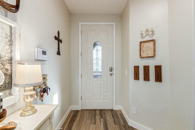 foyer entrance with hardwood / wood-style flooring