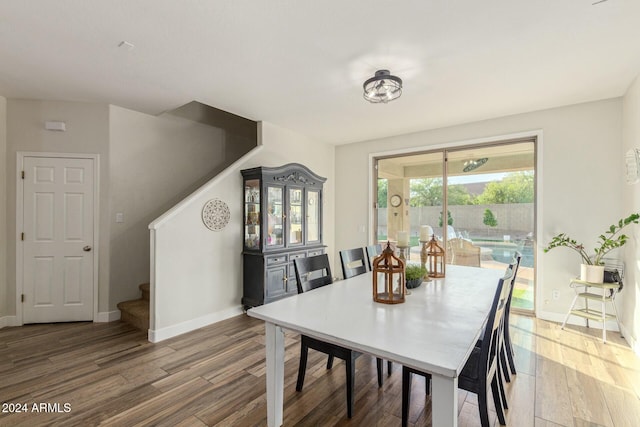 dining area featuring wood-type flooring