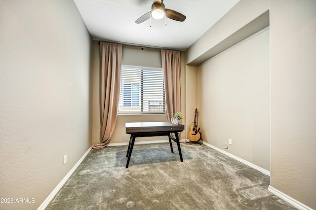 210 E Bergamot Ln, Queen Creek, AZ 85140 - carpeted home office featuring a ceiling fan and baseboards