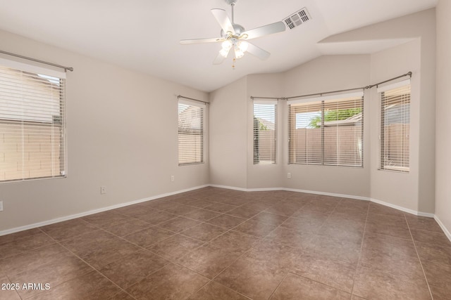 385 E Ironwood Dr, Chandler, AZ 85225 - tiled spare room with lofted ceiling, ceiling fan, and baseboards