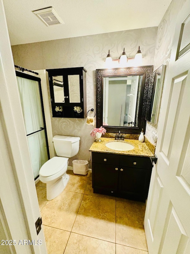 1853 N Rowen Cir, Mesa, AZ 85207 - bathroom with vanity, tile patterned flooring, and a shower