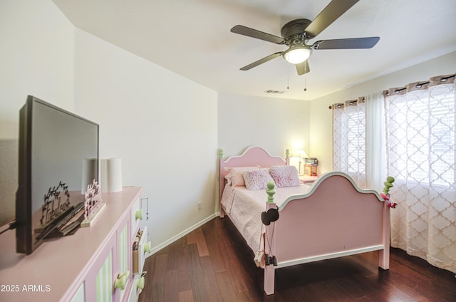 1853 N Rowen Cir, Mesa, AZ 85207 - bedroom featuring wood finished floors and a ceiling fan