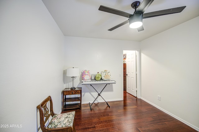 1853 N Rowen Cir, Mesa, AZ 85207 - sitting room with ceiling fan and wood finished floors