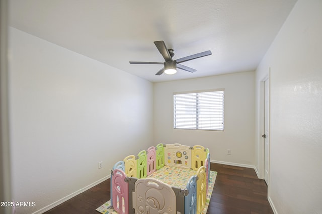 1853 N Rowen Cir, Mesa, AZ 85207 - bedroom featuring wood finished floors and a ceiling fan
