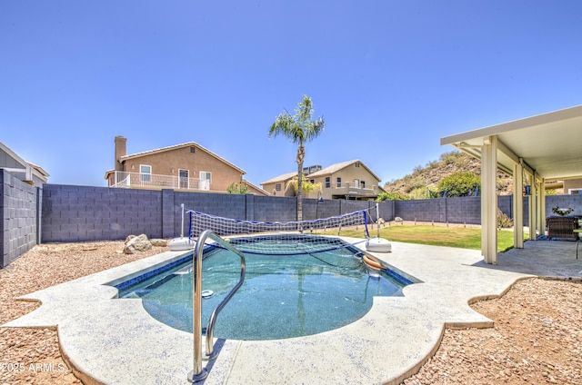 1853 N Rowen Cir, Mesa, AZ 85207 - view of swimming pool with a fenced backyard and a patio
