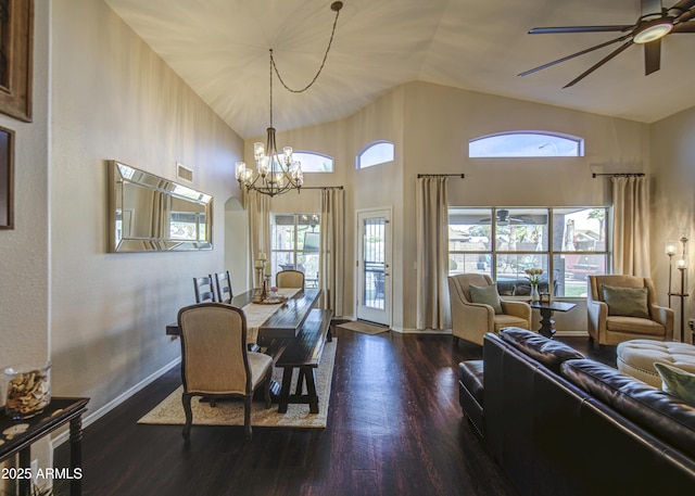 1217 S Longmore Ct, Chandler, AZ 85286 - dining room featuring wood finished floors, healthy amount of natural light, and high vaulted ceiling