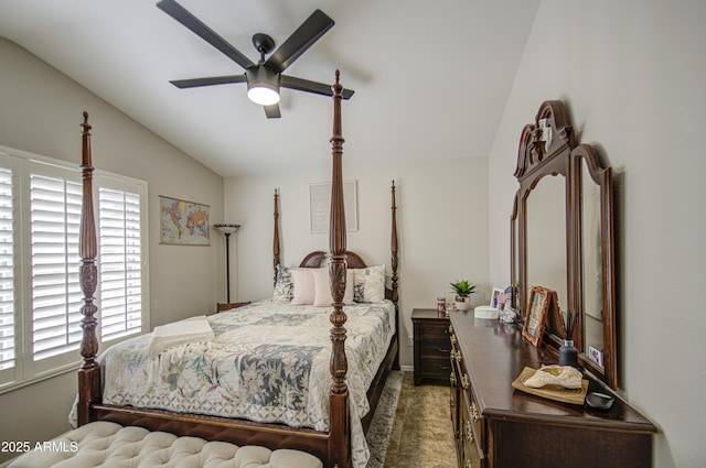 1217 S Longmore Ct, Chandler, AZ 85286 - bedroom with lofted ceiling, multiple windows, and a ceiling fan