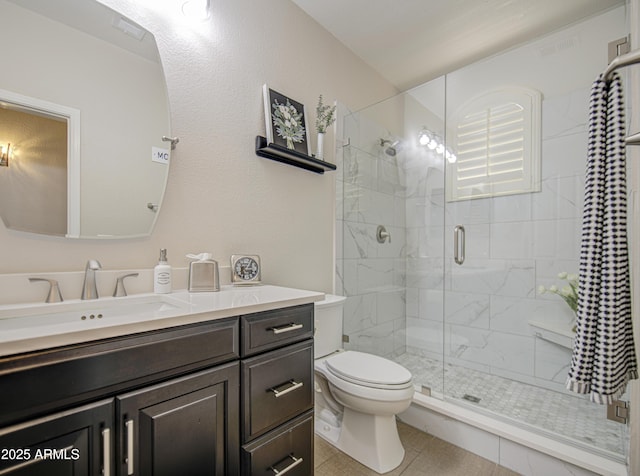 1217 S Longmore Ct, Chandler, AZ 85286 - bathroom with toilet, a shower stall, vanity, and tile patterned floors
