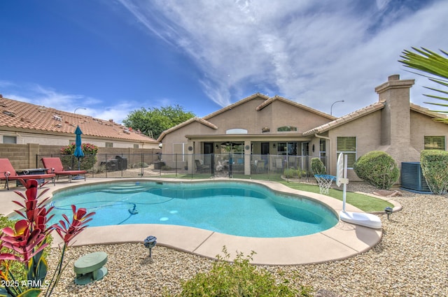 1217 S Longmore Ct, Chandler, AZ 85286 - view of swimming pool with central AC and a patio area