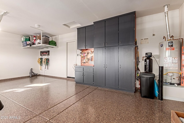 garage featuring water heater