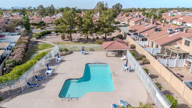 view of swimming pool featuring a gazebo and a patio area