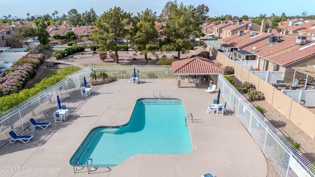 view of pool with a gazebo and a patio area