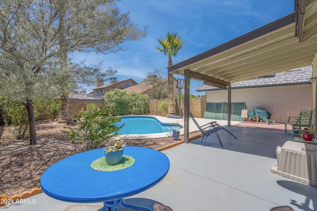 view of swimming pool with a patio