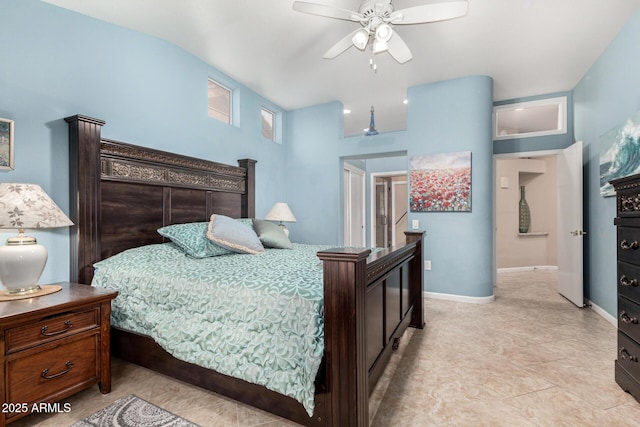 bedroom featuring ceiling fan