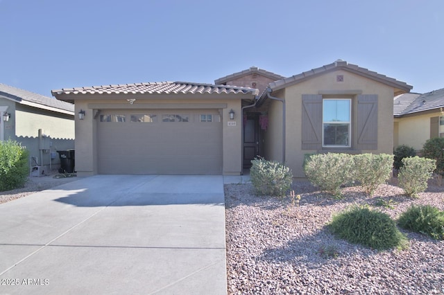 4149 E Appaloosa Rd, Gilbert, AZ 85296 - view of front of home with stucco siding, driveway, a garage, and a tiled roof